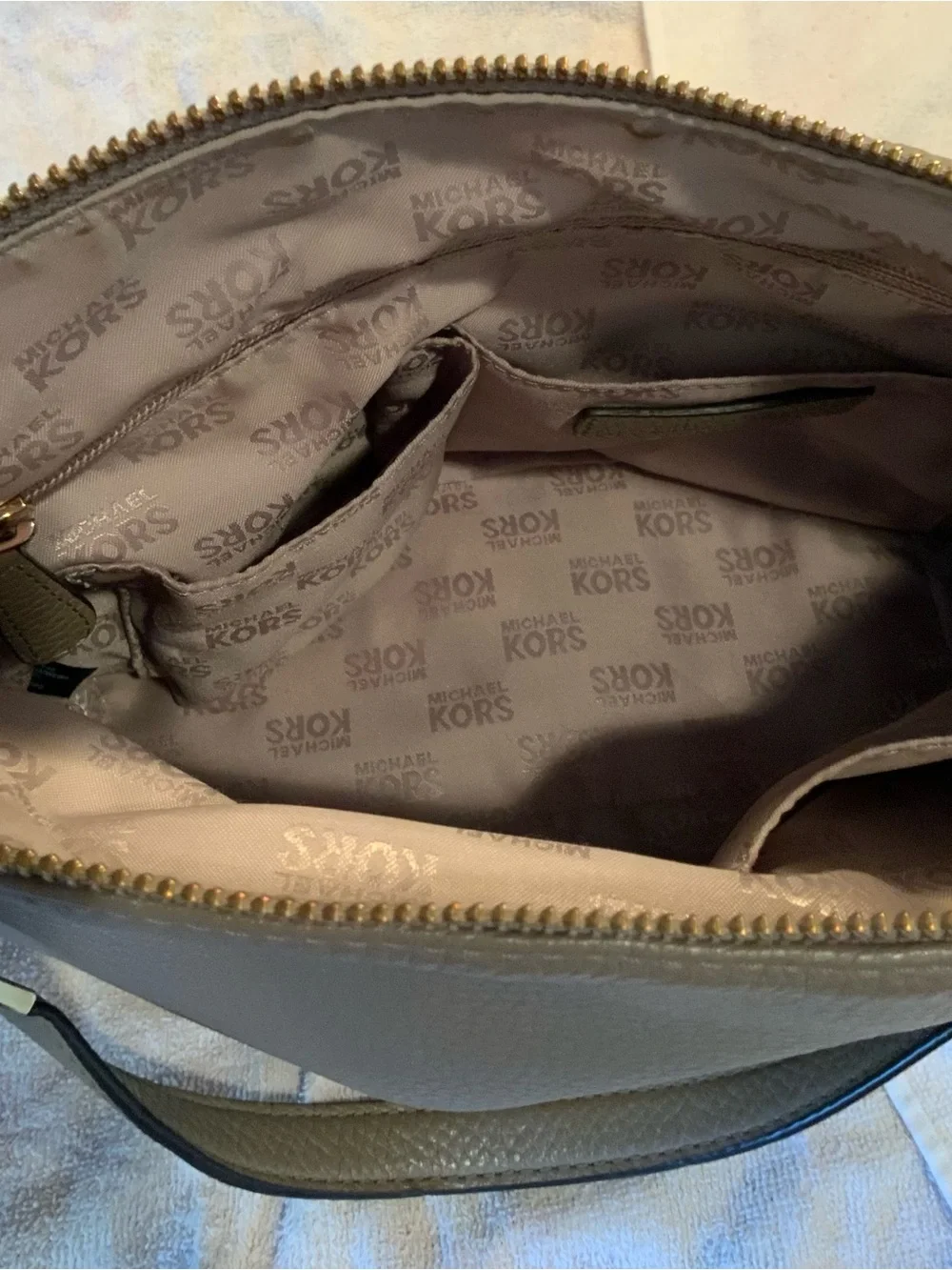 Michael Kors Tan Leather Bag, 9 inches high, 13 inches wide
